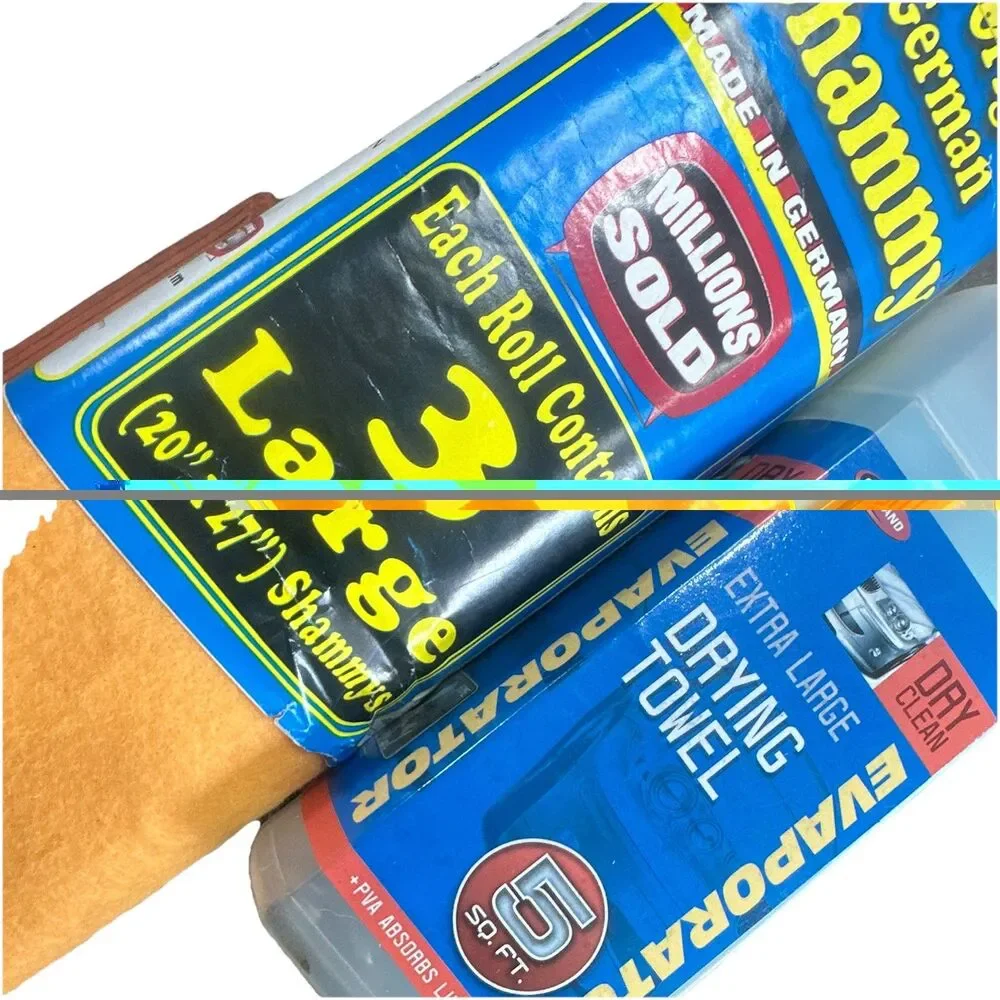 Original German Shammy 3 Pack + Evaporator PVA Drying Towel Car Wash Bundle